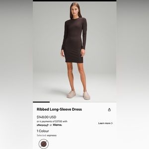 Lululemon Ribbed Long Sleeve Dress NWT Espresso